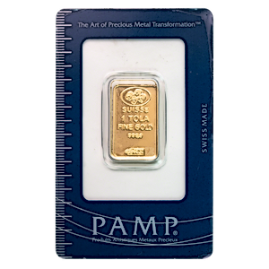 1 Tola PAMP Swiss Gold Bullion Bar (Pre-Owned in Good Condition)