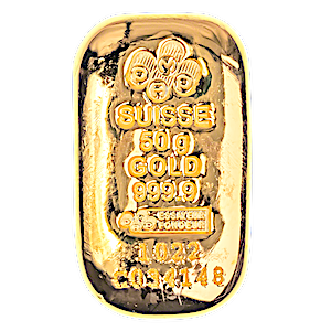 50 Gram PAMP Swiss Cast Gold Bullion Bar