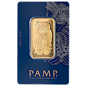 1 oz PAMP Swiss Gold Bullion Bar - Lady Fortuna Design