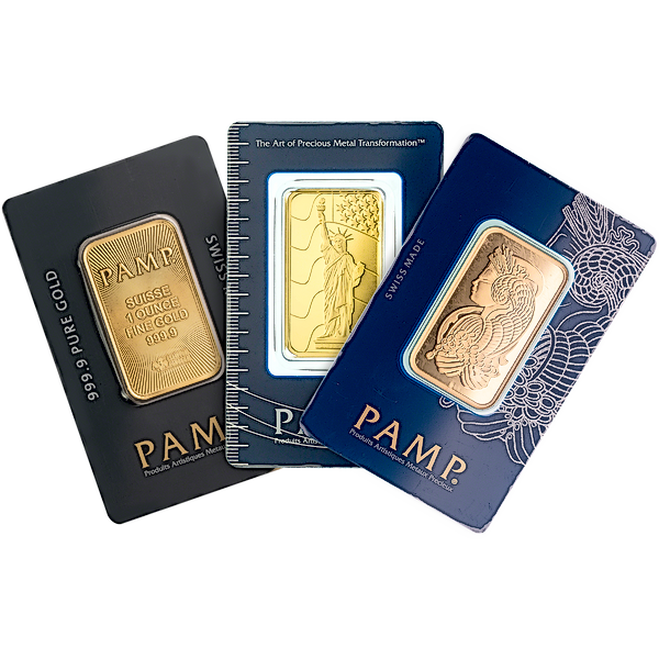 Buy 1 oz PAMP Swiss Gold Bullion Bar - Various Designs