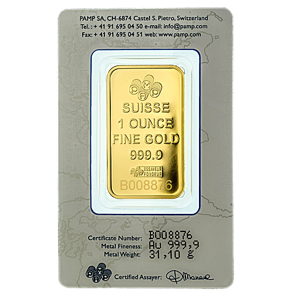 PAMP Gold Bar - 1 oz | Pick-up, Vault Storage, Delivery