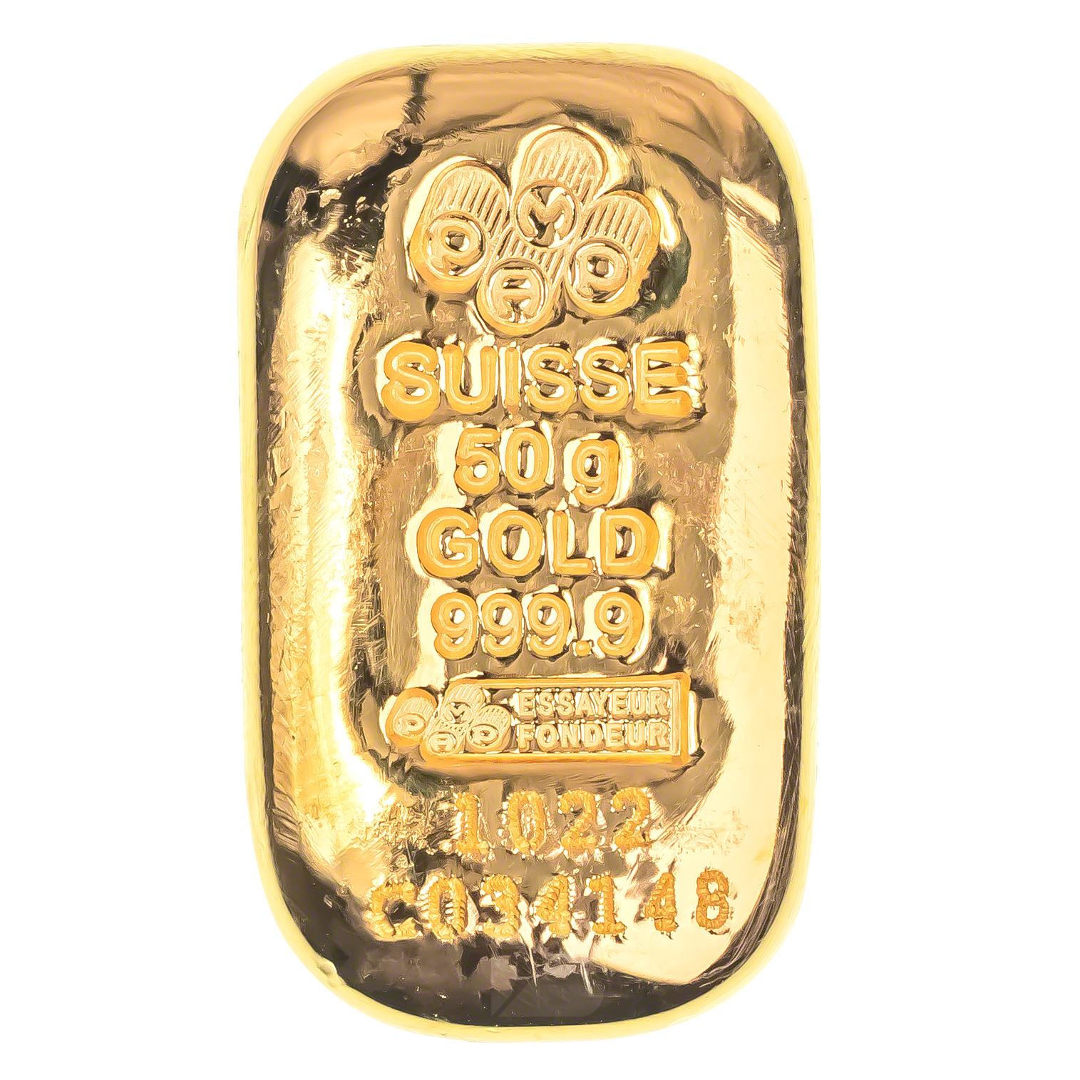 50 Gram PAMP Swiss Cast Gold Bullion Bar