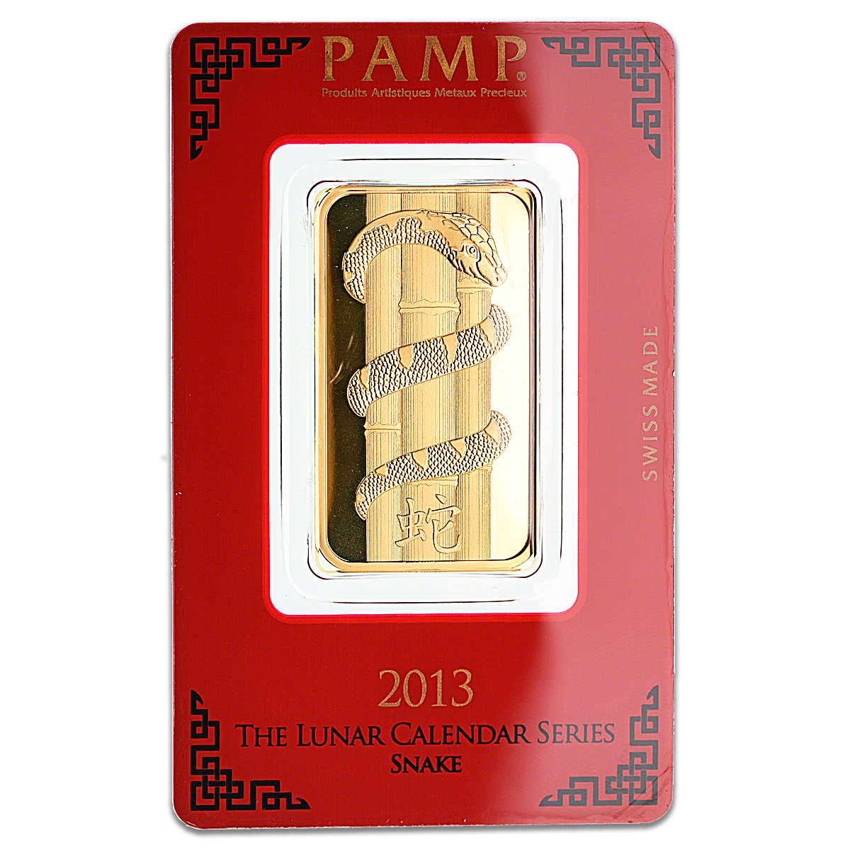 PAMP Lunar Series 2013 Gold Bar - Year of the Snake - 1 oz