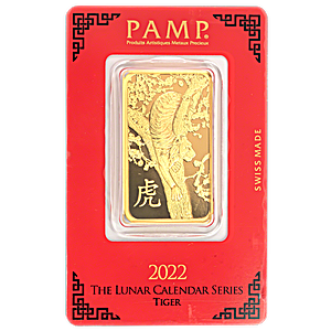 PAMP Lunar Series 2022 Gold Bar - Year of the Tiger - 1 oz