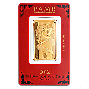 PAMP Lunar Series 2012 Gold Bar - Year of the Dragon - 1 oz