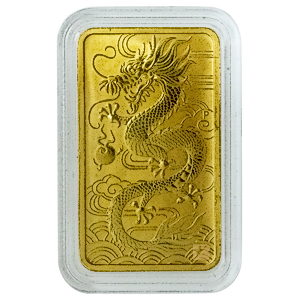 2018 1 oz Perth Mint Gold Dragon Rectangular Bullion Coin Bar