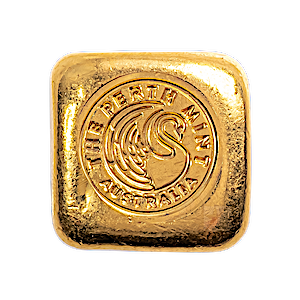 1 oz Perth Mint Cast Gold Bullion Bar - Square Button Design