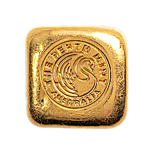 1 oz Perth Mint Gold Cast Bullion Bar - Square Button Design