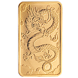 2019 1 oz Perth Mint Gold Dragon Rectangular Bullion Coin Bar