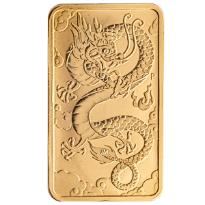2019 1 oz Perth Mint Gold Dragon Rectangular Bullion Coin Bar