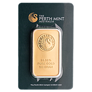 100 Gram Perth Mint Gold Bullion Bar - Green Assay Card