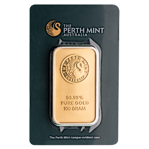 100 Gram Perth Mint Gold Bullion Bar - Green Assay Card