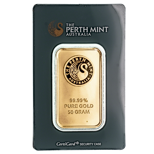 50 Gram Perth Mint Gold Bullion Bar - Green Assay Card