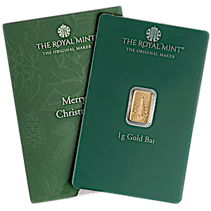 1 Gram Royal Mint Gold Christmas Bullion Bar