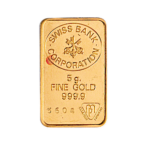 5 Gram Swiss Bank Corporation Gold Bullion Bar (Pre-Owned in Good Condition)