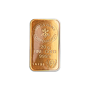 20 Gram Swiss Bank Corporation Gold Bullion Bar (Pre-Owned in Good Condition)