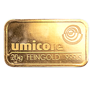 20 Gram Umicore Gold Bullion Bar (Pre-Owned in Good Condition)