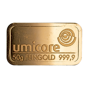 50 Gram Umicore Gold Bullion Bar