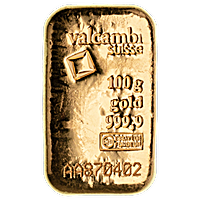 Valcambi Gold Cast Bar - 100 g Valcambi Gold Cast Bar - 100 g