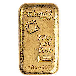 250 Gram Valcambi Swiss Cast Gold Bullion Bar