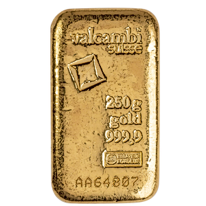 250 Gram Valcambi Swiss Cast Gold Bullion Bar