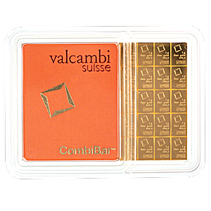 50 x 1 Gram Valcambi CombiBar Gold Bullion Bar (Pre-Owned in Good Condition)