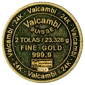2 Tola Valcambi Gold Bar Round (Pre-Owned in Good Condition)