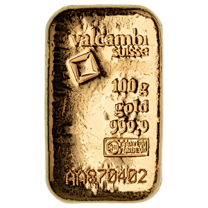 100 Gram Valcambi Swiss Cast Gold Bullion Bar