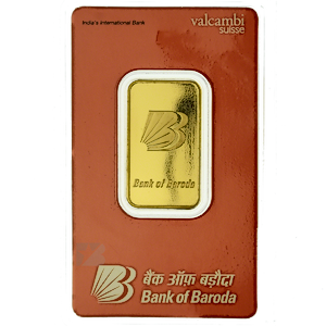 20 Gram Valcambi Swiss Gold Bullion Bar - Bank of Baroda