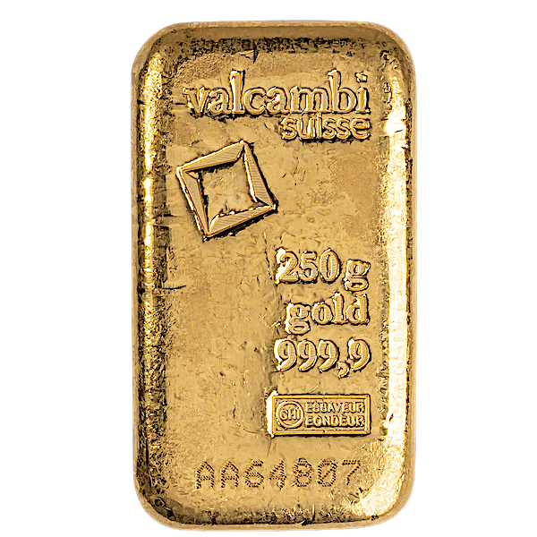 Buy 250 Gram Valcambi Swiss Cast Gold Bullion Bar