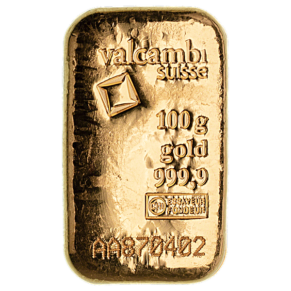 Buy 100 Gram Valcambi Swiss Cast Gold Bullion Bar