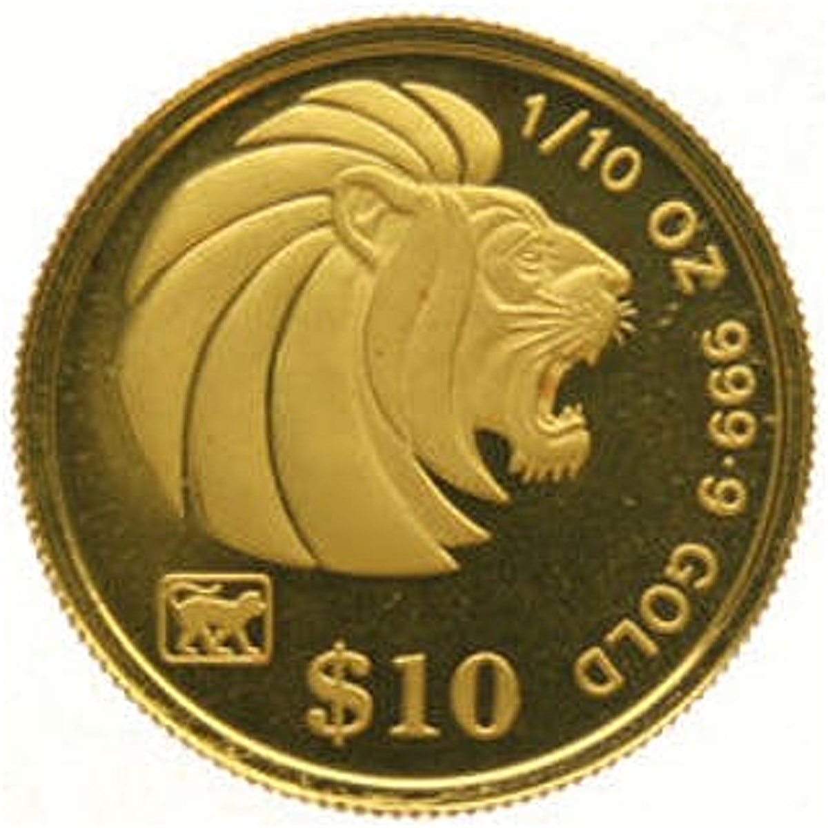 Singapore Gold Lion 1992 1/10 oz BullionStar Singapore