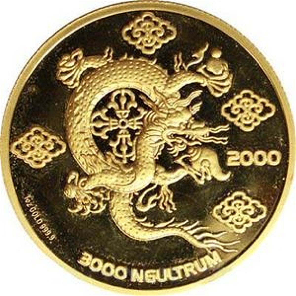 Kingdom of Bhutan Gold Lunar Series 2000 Year of the Dragon 1 oz