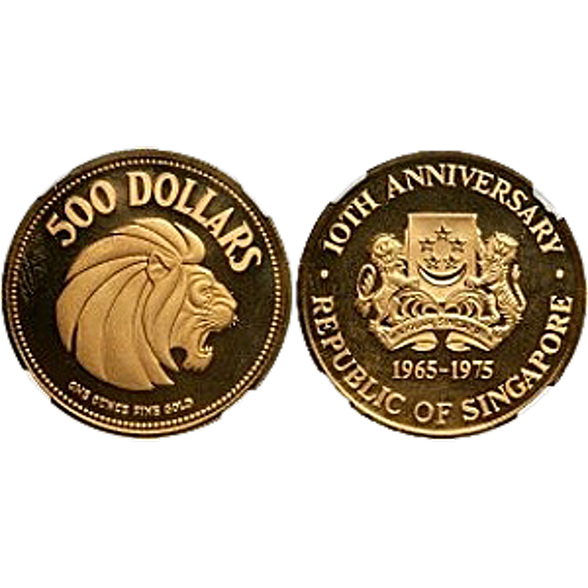 Singapore Mint 10th Anniversary of the Republic of Singapore 1965-1975 -  Circulated in Good Condition - 1 oz gold
