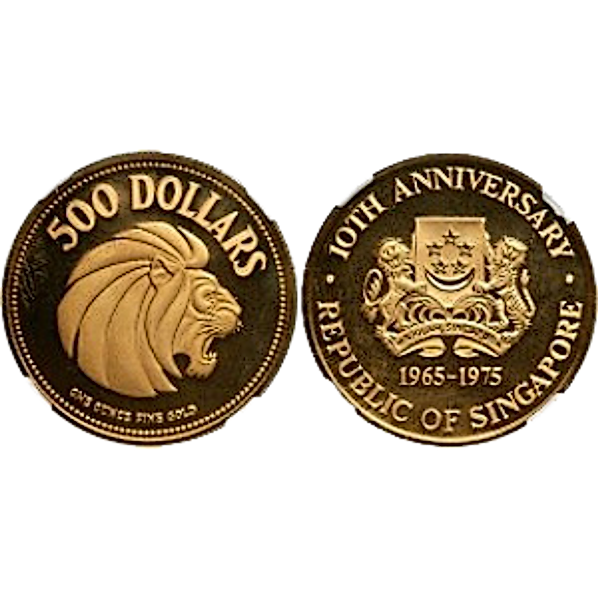 Singapore Mint 10th Anniversary of the Republic of Singapore 1965-1975 -  Circulated in Good Condition - 1 oz gold