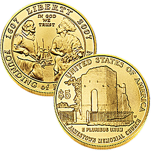 2007 American Jamestown 400th Anniversary Proof Gold Coin - With Box & Certificate of Authenticity - 0.242 oz Gold