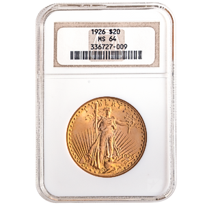 1926 US $20 St. Gaudens Double Eagle Gold Coin - Graded MS 64 by NGC - 30.09 Gram
