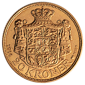 8.065 Gram Gold Danish Gold 20 Kroner Coin (Various Years)