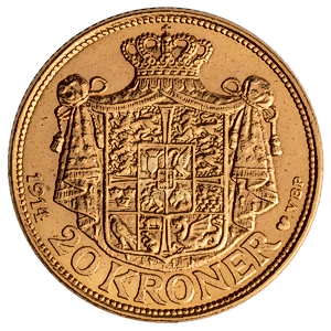 8.065 Gram Gold Danish Gold 20 Kroner Coin (Various Years)