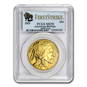 2009 1 oz American Gold Buffalo Bullion Coin - First Strike - Graded MS 70 by PCGS