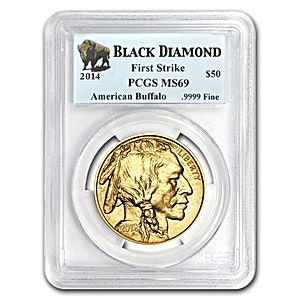 2014 1 oz American Gold Buffalo Bullion Coin - Black Diamond First Strike - Graded MS 69 by PCGS
