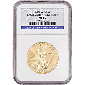 American Gold Eagle 2006 - Graded MS 69 by NGC - 1 oz American Gold Eagle 2006 - Graded MS 69 by NGC - 1 oz