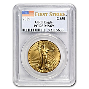 2005 1 oz American Gold Eagle Bullion Coin - Graded MS 69 by PCGS