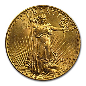 1927 US $20 St. Gaudens Double Eagle Gold Coin - 30.09 Gram