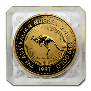 1997 2 oz Australian Gold Kangaroo Nugget Bullion Coin