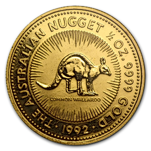 1992 1/2 oz Australian Gold Kangaroo Nugget Bullion Coin