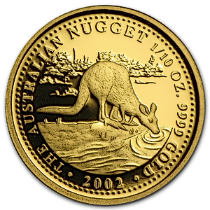 2002 1/10 oz Australian Gold Kangaroo Nugget Proof Bullion Coin