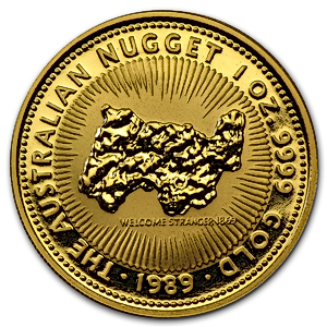1989 1 oz Australian Gold Kangaroo Nugget Bullion Coin