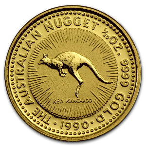 1990 1/20 oz Australian Gold Kangaroo Nugget Bullion Coin