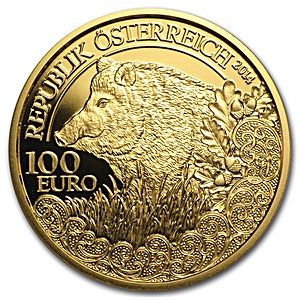 2014 Austrian Wildlife in Our Sights Proof Gold Coin - Wild Boar